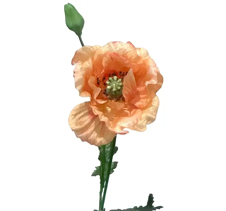 Kunstig valmue blomst og knob af plast i orange closeup