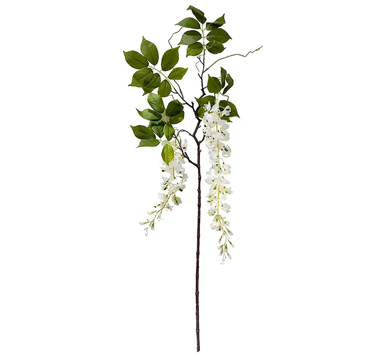 Wisteria også kaldet guldregn kunstig blomst af plast i hvid på lang stilk