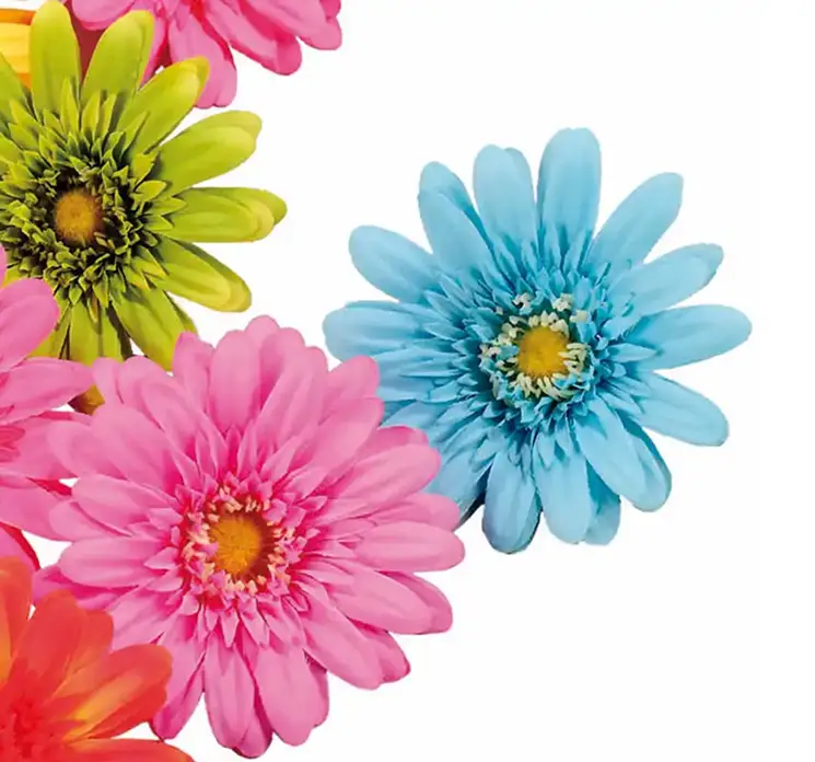 Gerbera kunstige løse blomsterhoveder af plast i flere farver closeup