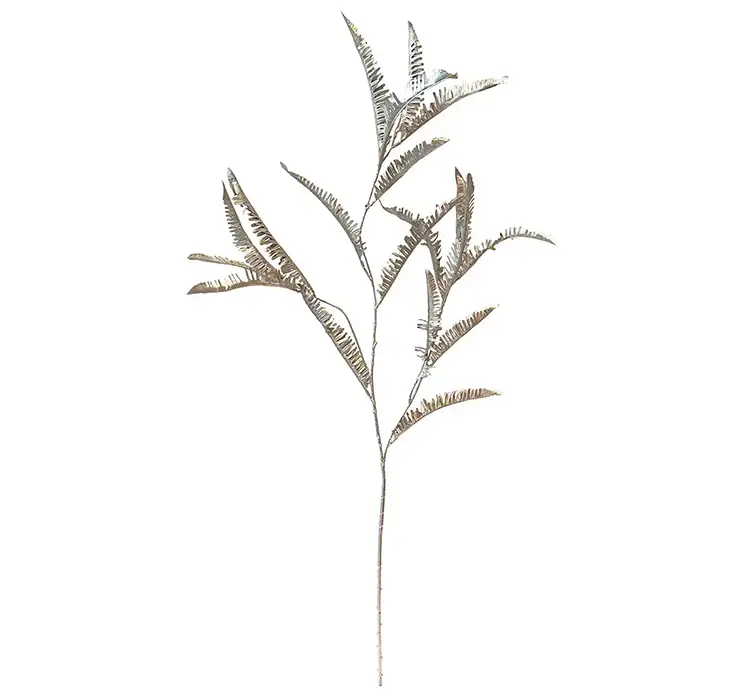 Bregne på stilk kunstig gren af plast i creme farvet 88cm