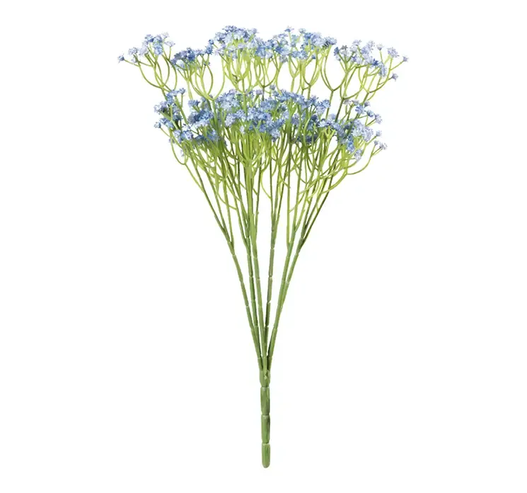 Kunstig brudeslør buket af plast med blå blomster