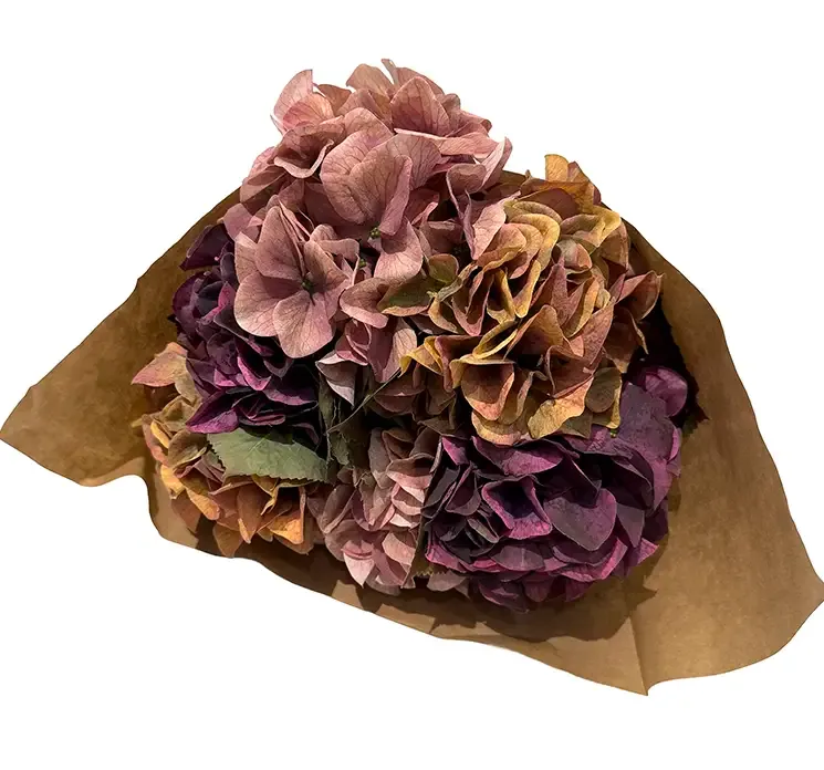 Kunstig hortensia buket i multi farver closeup