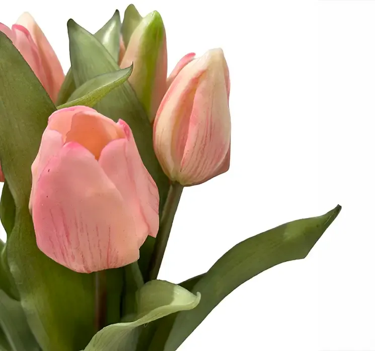Kunstig tulipan buket af gummi i rosa closeup