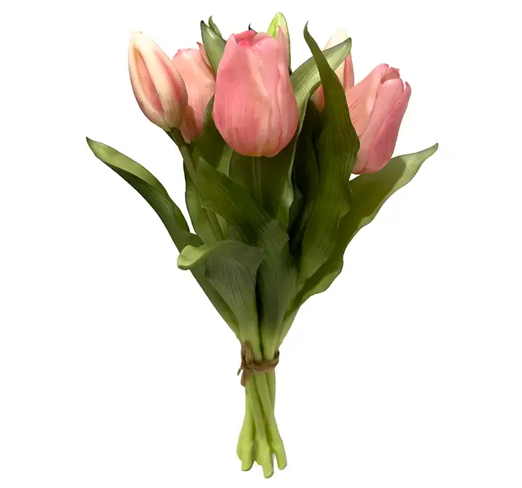 Kunstig tulipan buket af gummi i rosa