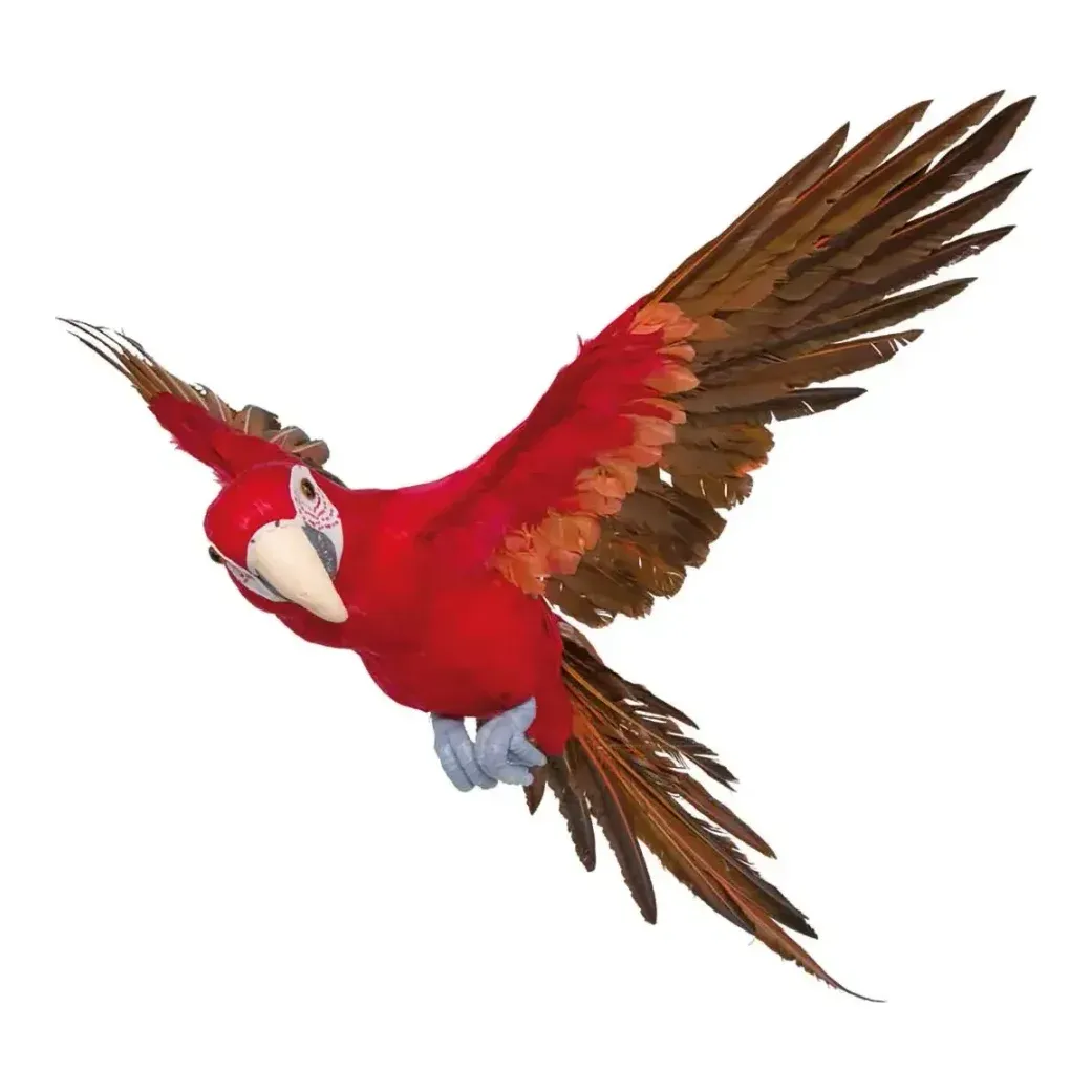 Papegøje flyvende kunstig fugl af flamingo og fjer i rød