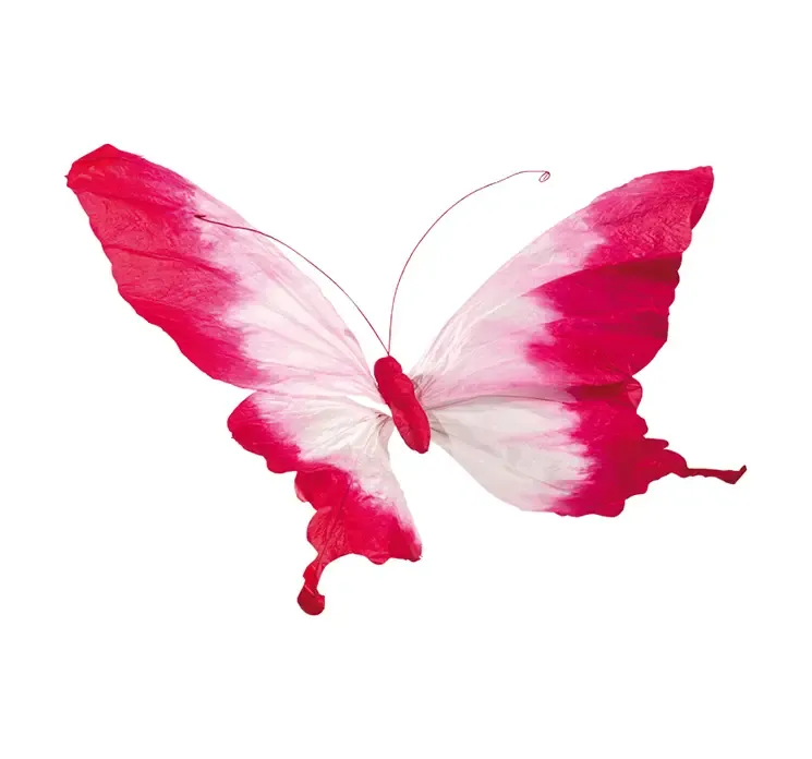 Kunstig sommerfugl i fuchsia af papir