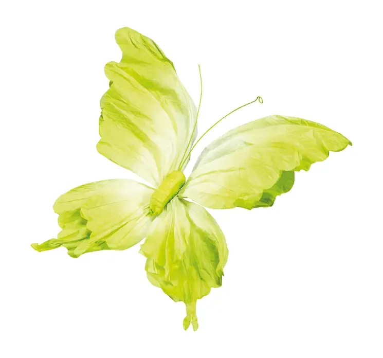 Kunstig sommerfugl i grøn af papir