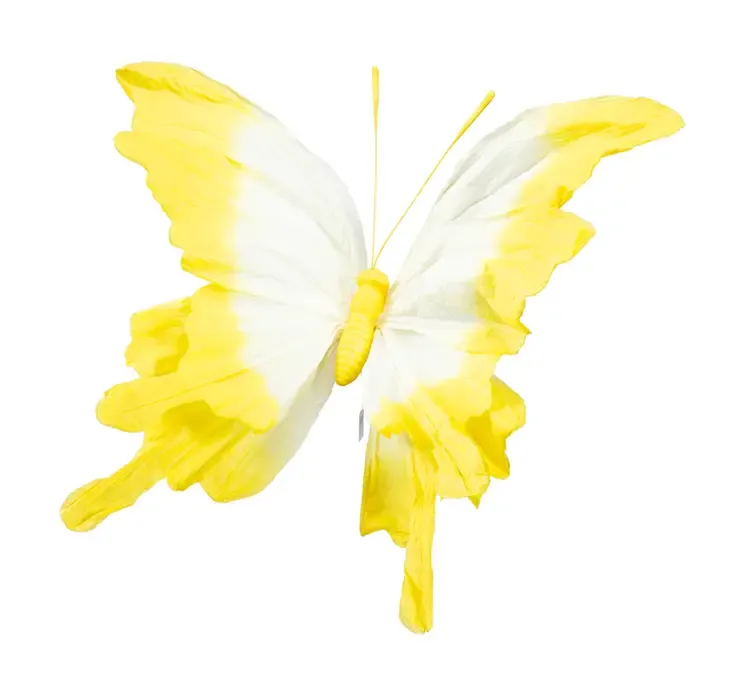 Kunstig sommerfugl i gul af papir