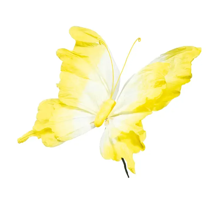 Kunstig sommerfugl i gul af papir