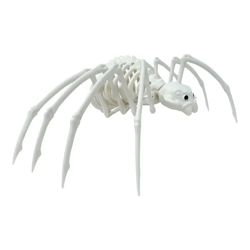 Edderkop skelet fugleedderkop kunstig af plast i hvid 37cm set fra siden