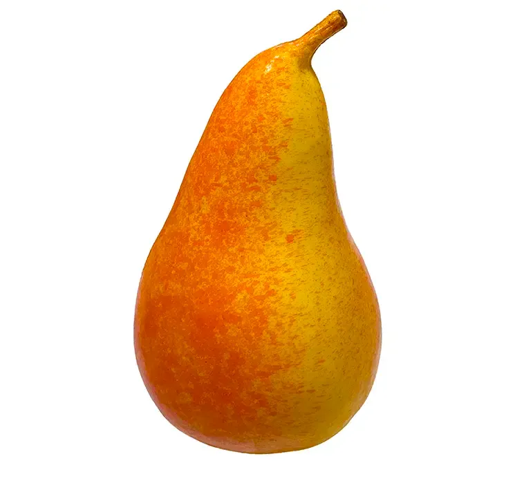 Kunstig pære i rød og gul af plast