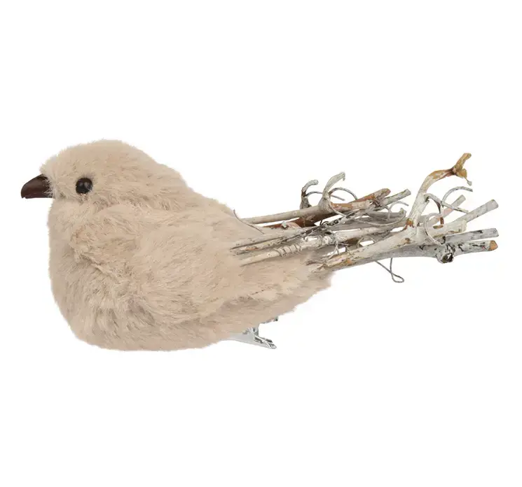 Fugl på clips i beige