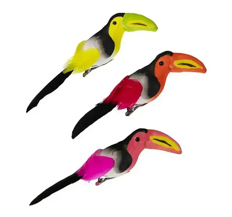 Kunstige tukan fugle på klips af styroform multifarvede