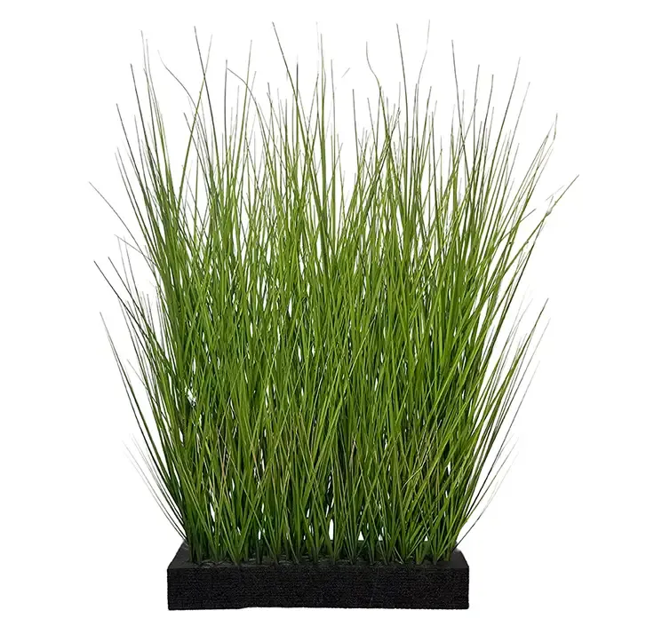 Kunstig græs i sort firkantet potte af plast
