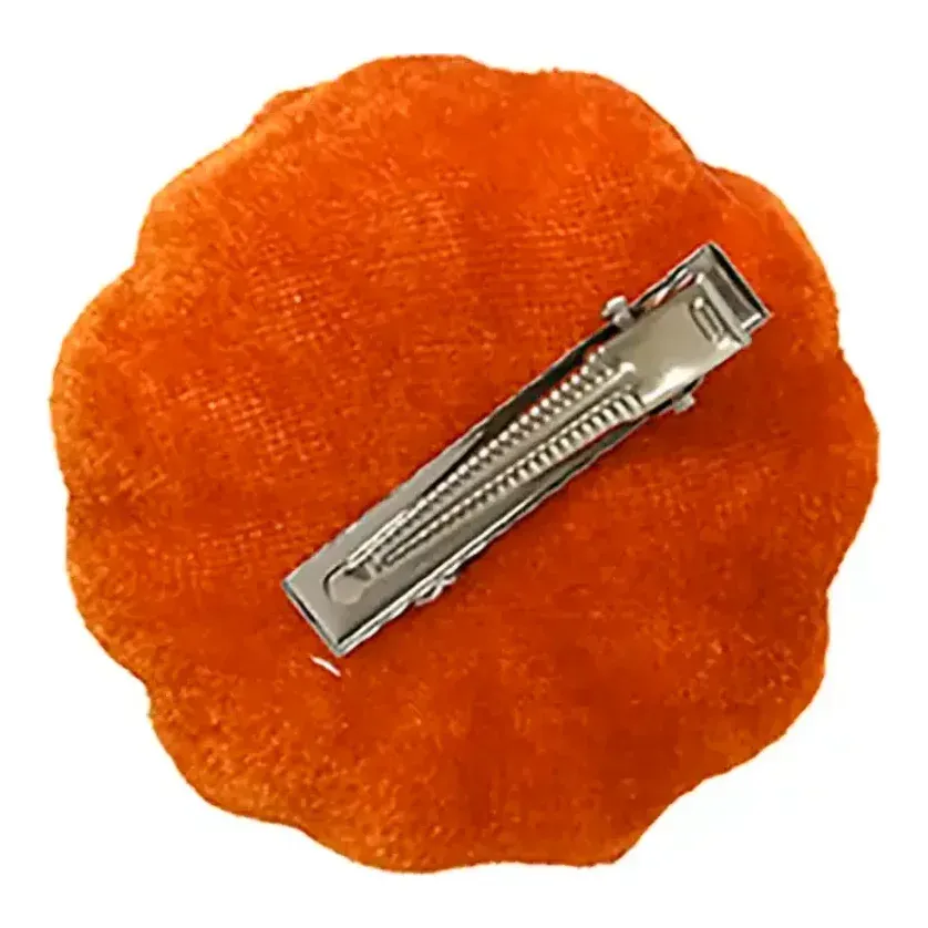 Græskar med clips kunstige af velour stof i orange, sæt med 2 stk. clips vist