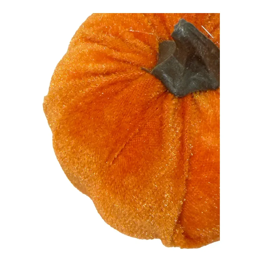 Græskar kunstige af orange tekstil, 6 stk i netpose closeup