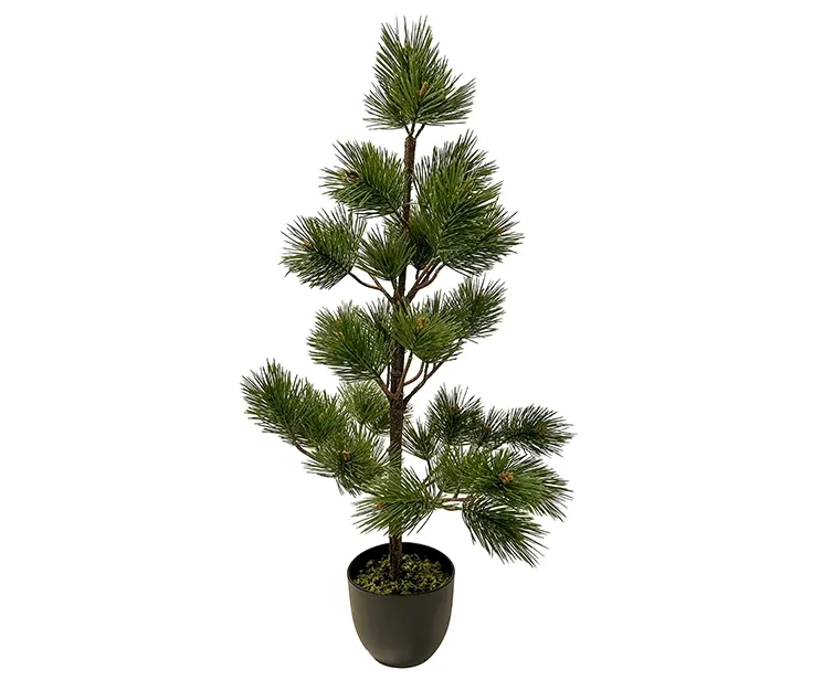 Kunstig fyrretræ i sort potte, grantræ