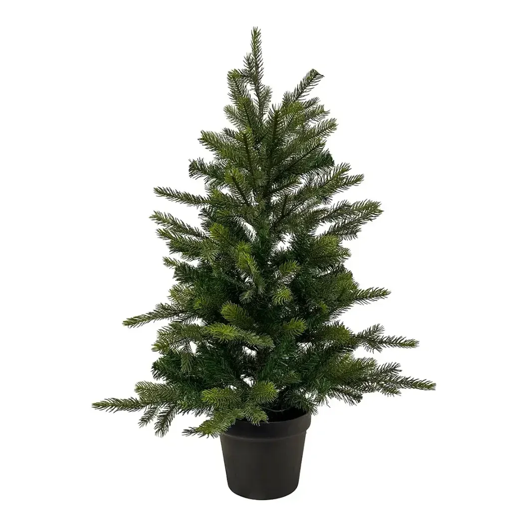 Grantræ kunstig model Grandis af uv-beskyttet plast i grøn med LED lyskæde 90cm