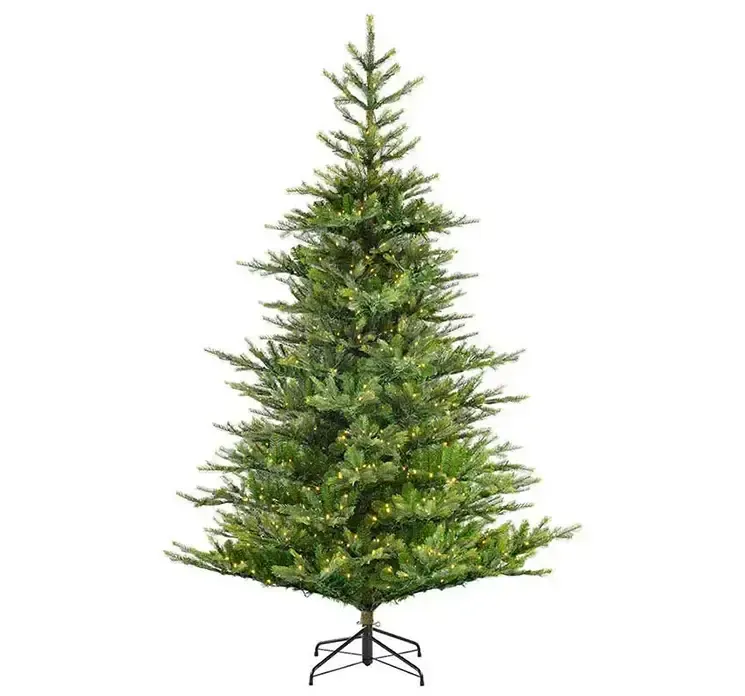 Kunstig gran juletræ grandis af plast i grøn med LED lys