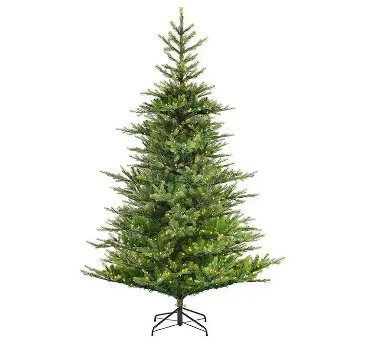 Kunstig gran juletræ grandis af plast i grøn med LED lys