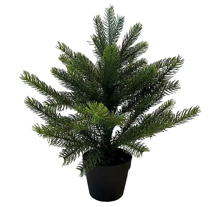 Kunstig gran juletræ grandis af plast i grøn med sort potte