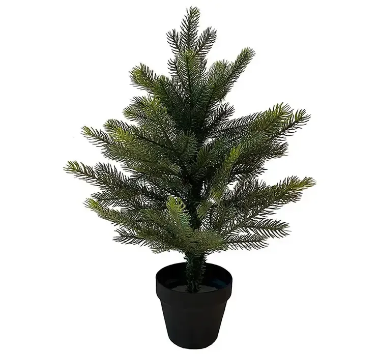 Kunstig gran juletræ grandis af plast i grøn og med sort potte