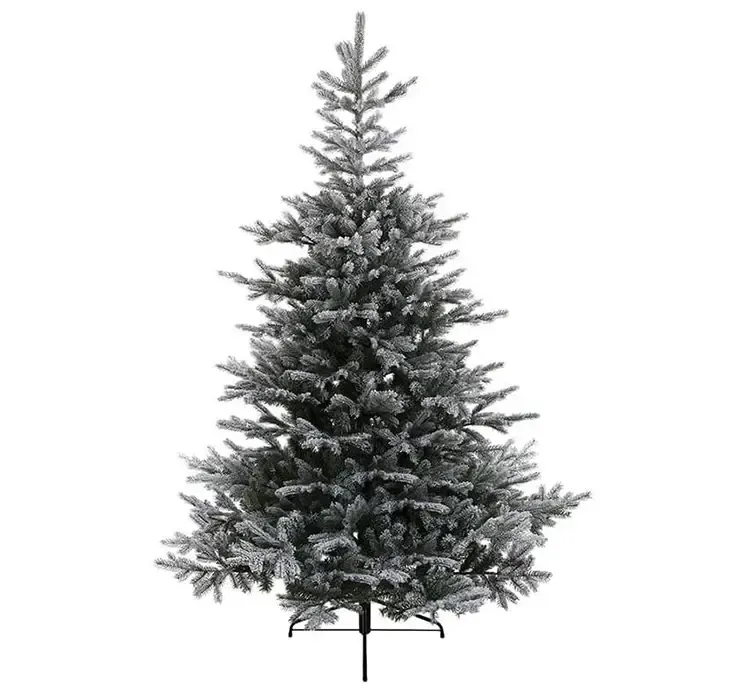 Kunstig gran juletræ grandis af plast i grøn med kunstig sne