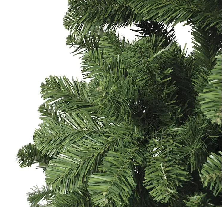 Grantræ Greenwood kunstig brandhæmmende plast pvc i grøn 210cm closeup af nåle