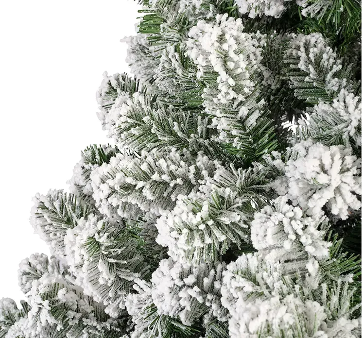 Grantræ med sne Imperial kunstigt af PVC og brandhæmmende 210cm closeup af nåle