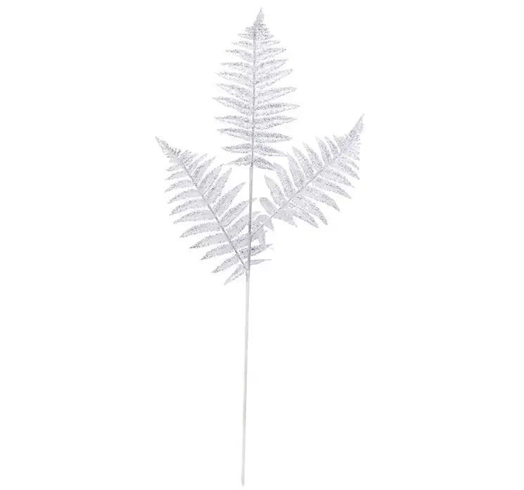 Bregne kunstig gren af plast i hvid 80cm