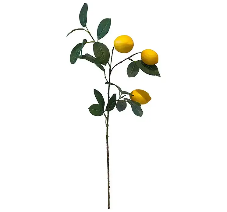 Citron gren kunstig af plast med gule citroner 74cm