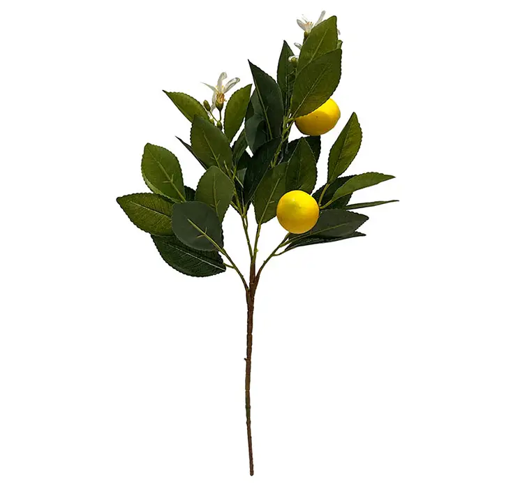 Citron gren kunstig med citroner af plast i gul og grøn 58cm