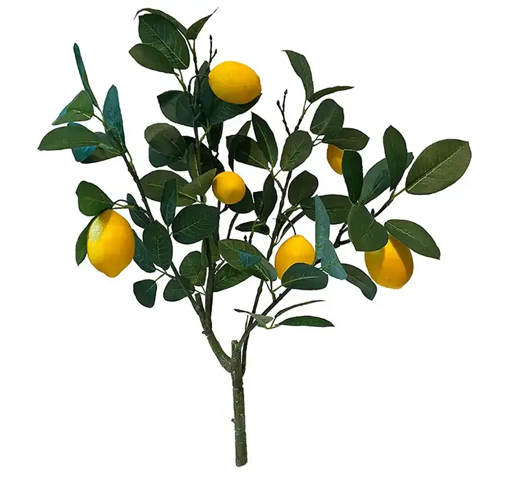 Citron gren kunstig af plast med gule citroner 60cm
