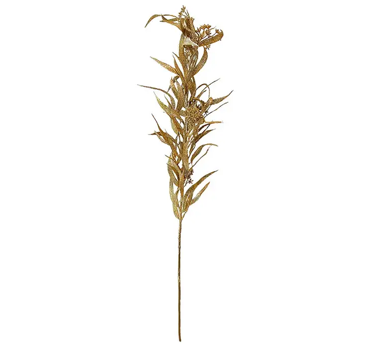 Eukalyptus kunstig gren af plast i guld farvet 90cm