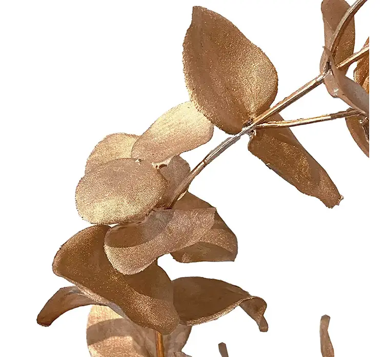 Eukalyptus kunstig gren af plast i guld farvet 81cm closeup