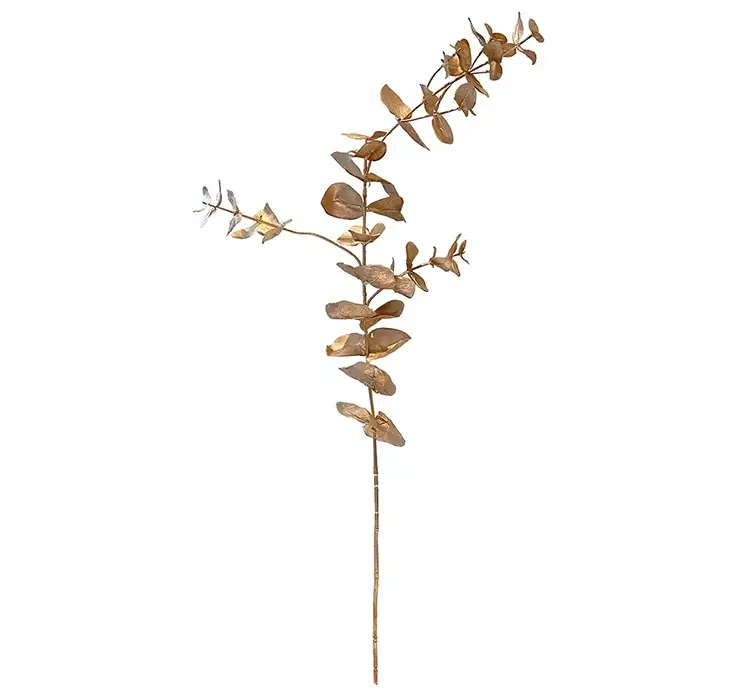 Eukalyptus kunstig gren af plast i guld farvet 81cm