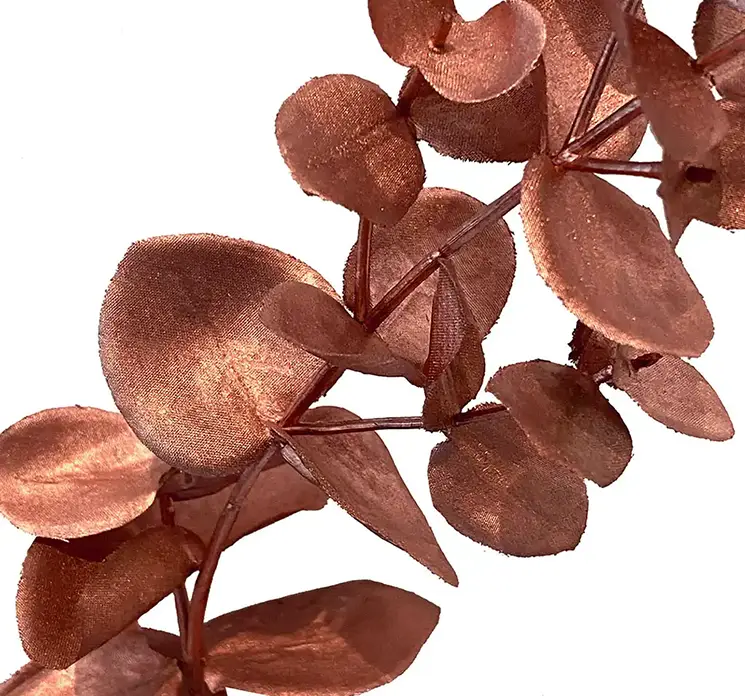 Eukalyptus kunstig gren af plast i kobber farvet 81cm closeup