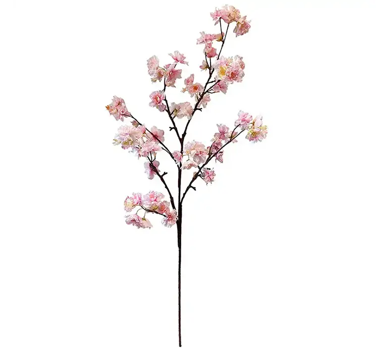 Kirsebærgren kunstig gren af plast med små lyserøde blomster