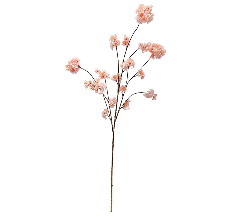 Kirsebærgren kunstig gren af plast med små ferskenfarvede blomster 126cm