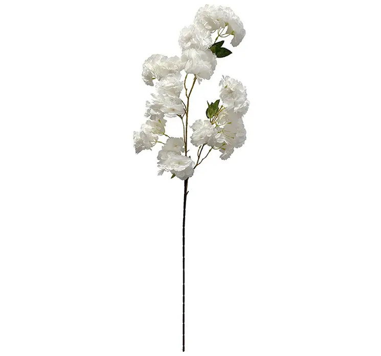 Kirsebærgren med fyldige kunstige blomster af plast i hvide