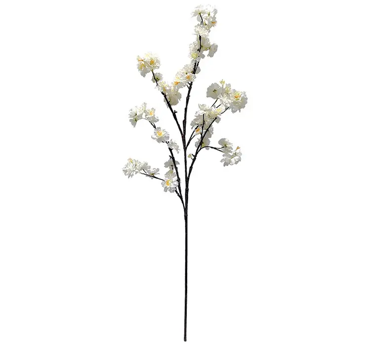 Kirsebærgren kunstig gren af plast med små hvide blomster 120cm