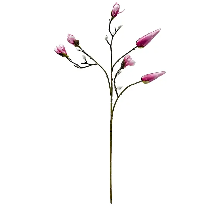Kunstig blomstergren magnolia i lyserød, af plast