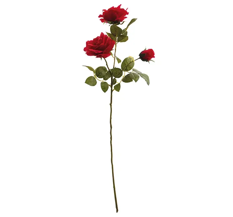 Kunstig rosengren med røde roser af plast