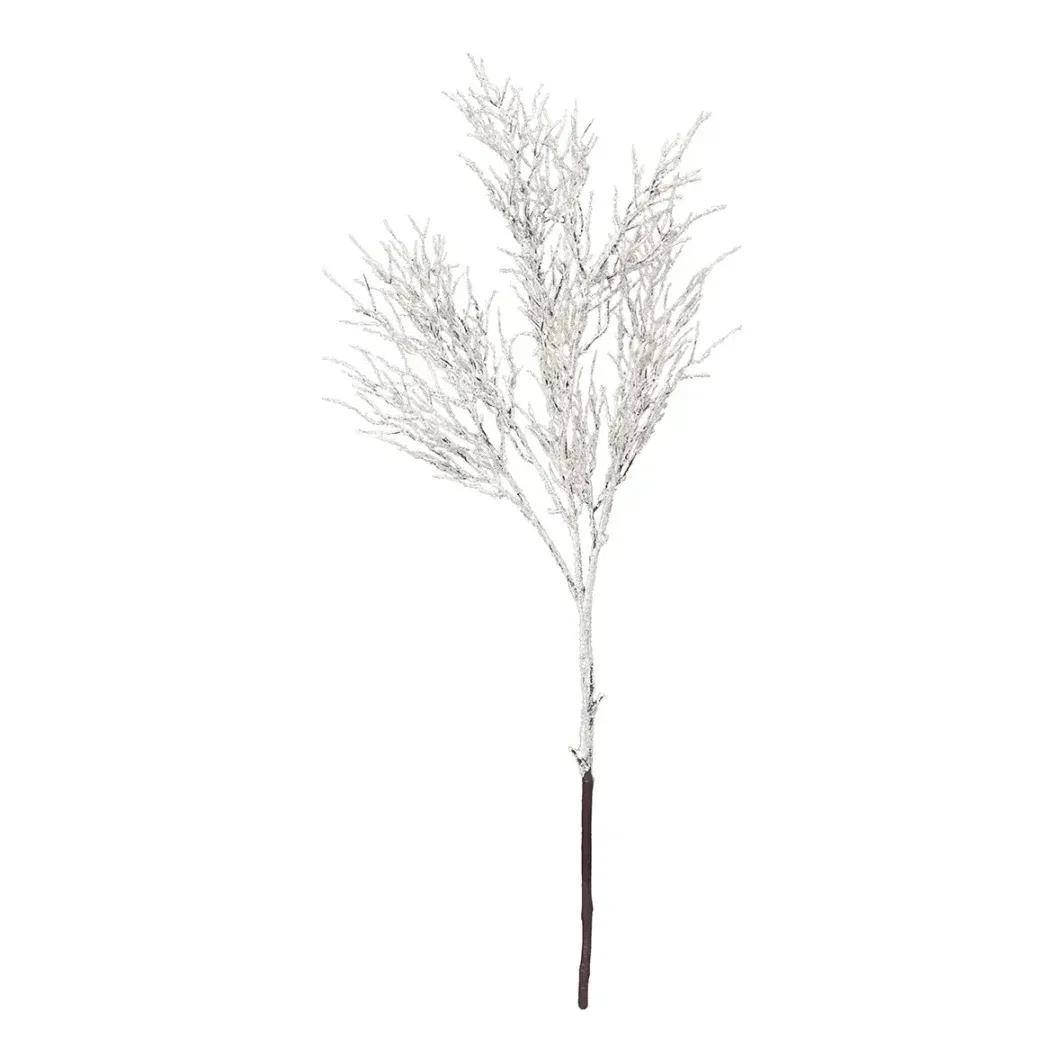 Gren med sne kunstig af plast i hvid og brun 110cm