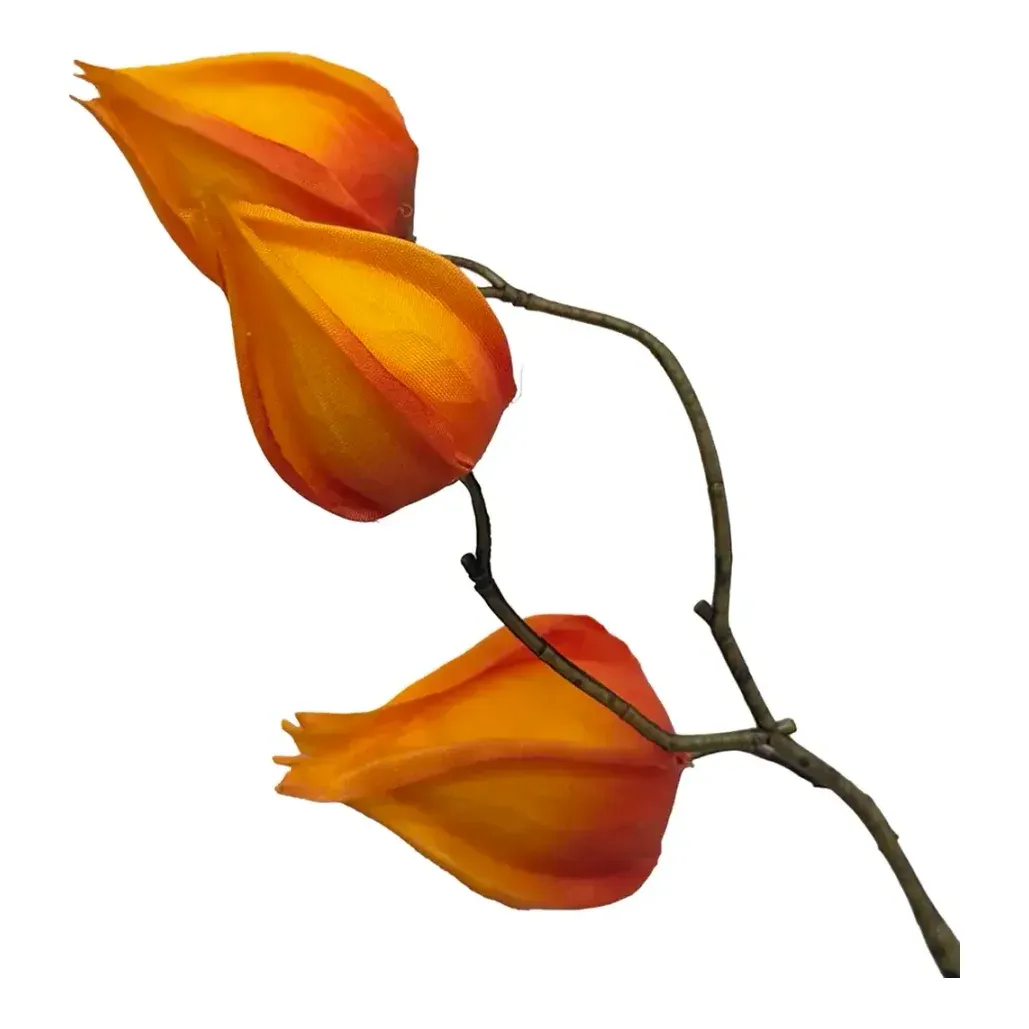 Japansk lygte, ananaskirsebær blomst også kaldet Physalis af plast i orange 83cm closeup