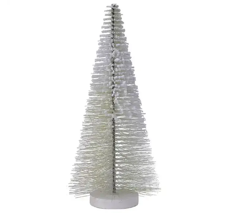 Kunstig børste juletræ af plast i grøn på rund hvid fod