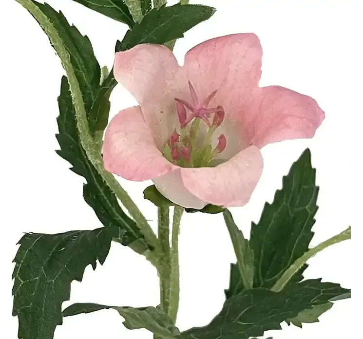 Kunstig klokkeblomst af plast i lyserød closeup