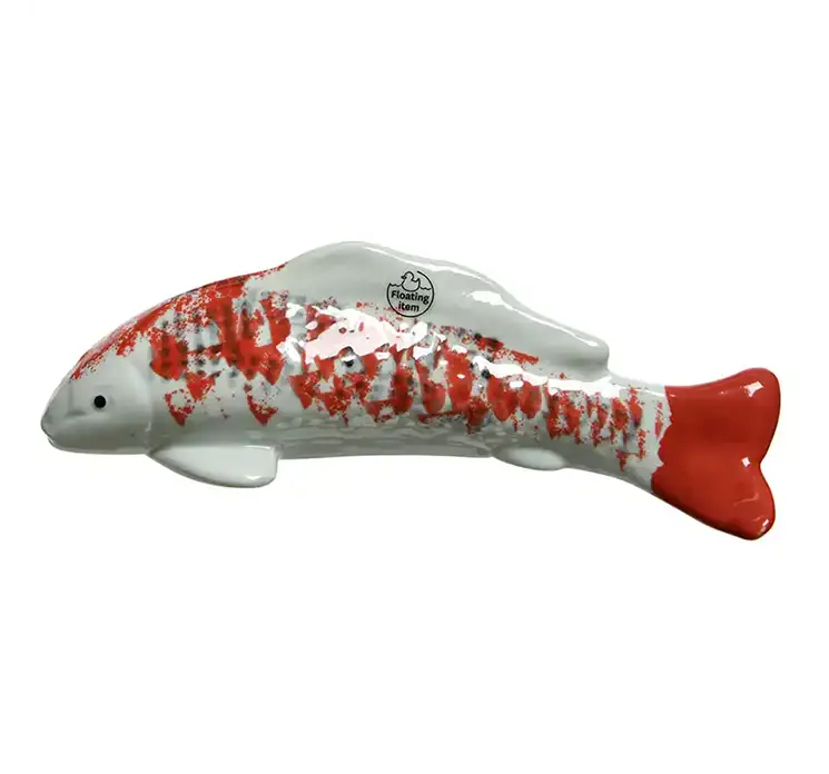 Koi karpe kunstig fisk af porcelæn der kan flyde i hvid og orange