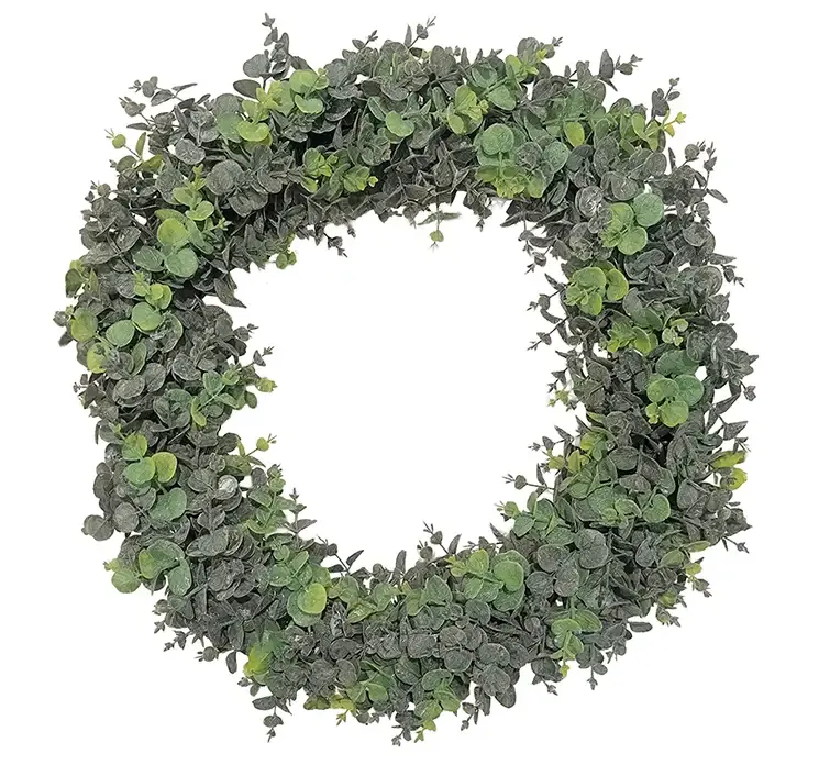Kunstig eukalyptus krans i grøn af plast