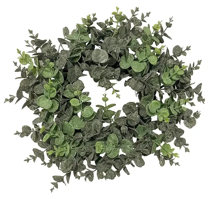 Kunstig eukalyptus krans i grøn af plast